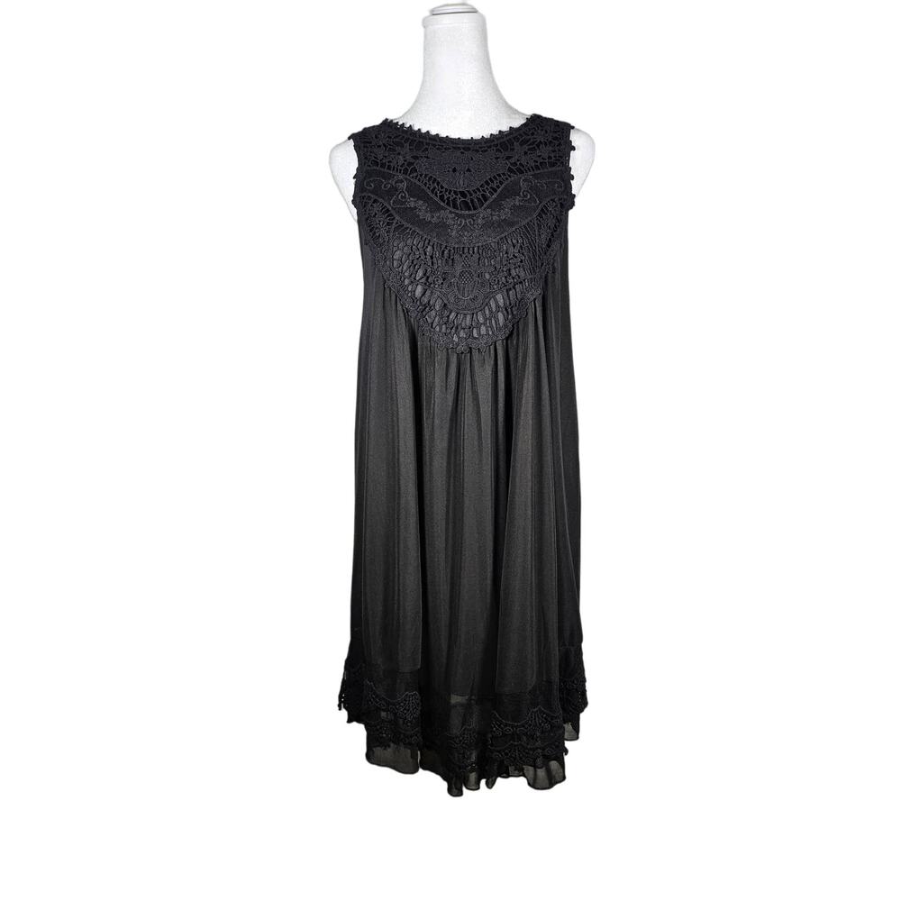 Altar'd State Womens Black Baby Doll Dress Lace‎ Embellished Size Medium NWT